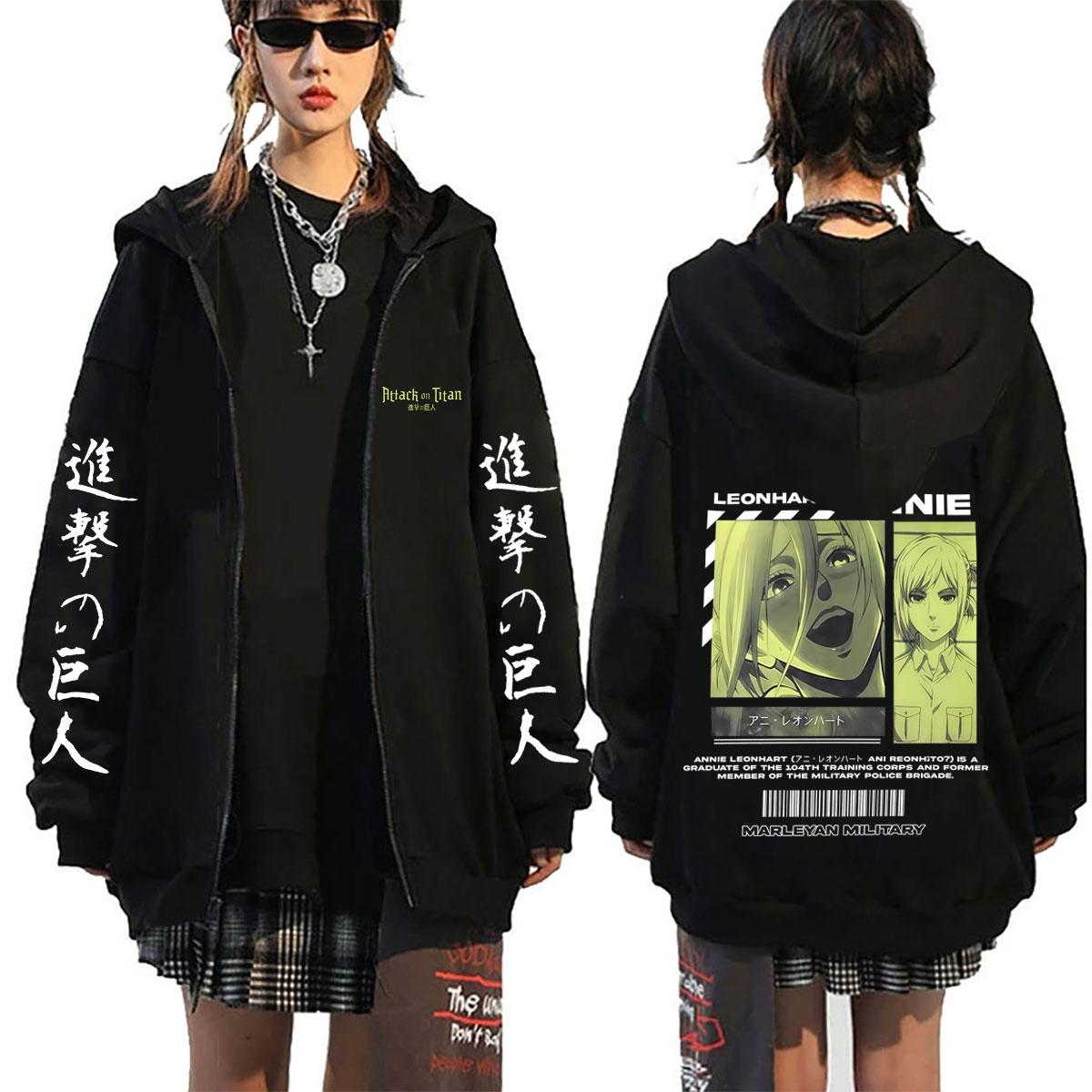 Anime Merch Hoodie - Hoodie com Zíper Anime Attack on