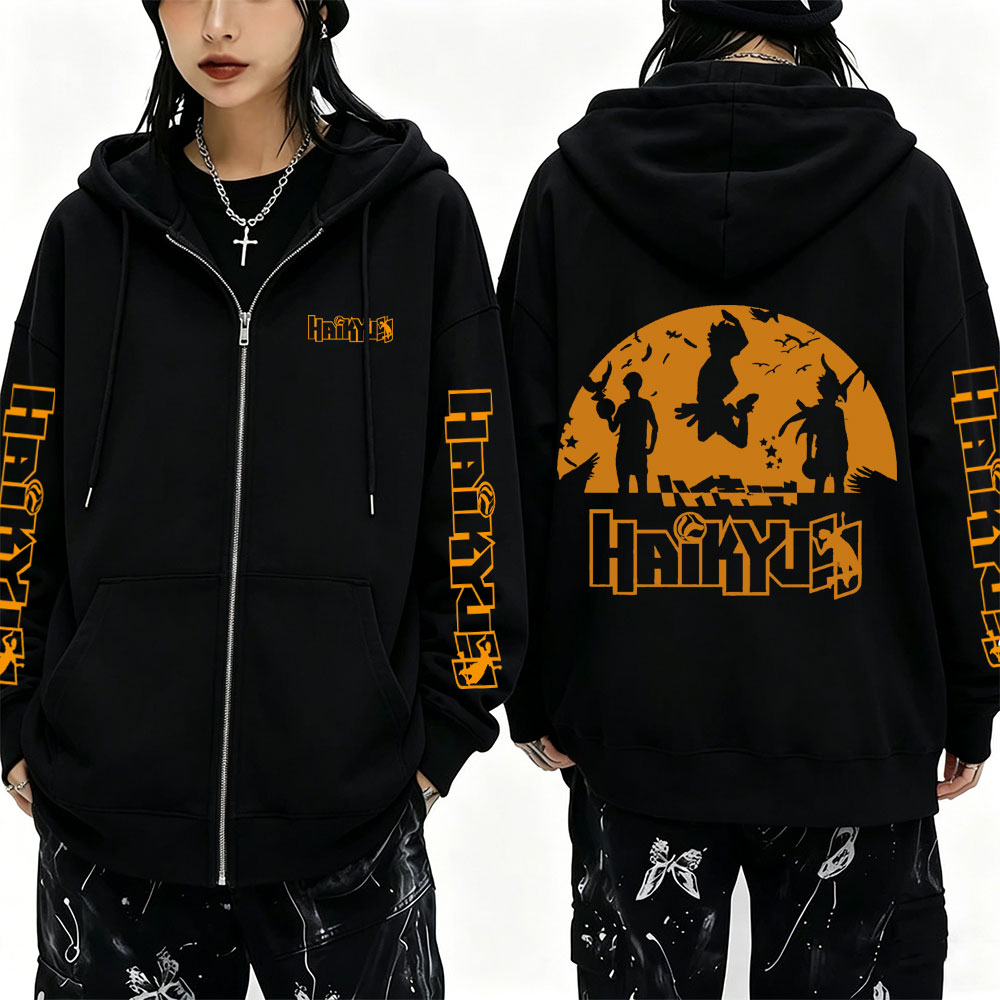 Anime Merch Hoodie - Moletom com Zíper Anime Haikyuu para